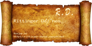 Rittinger Dénes névjegykártya